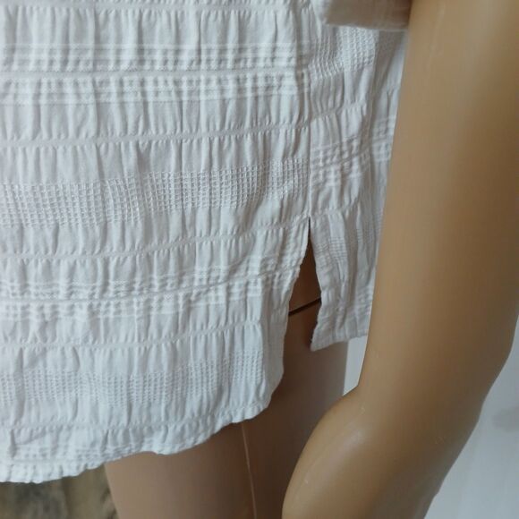 Baxter & Wells Women's P/L White Gauzy Button Up Collard Roll tab Sleeves Shirt - Picture 7 of 13